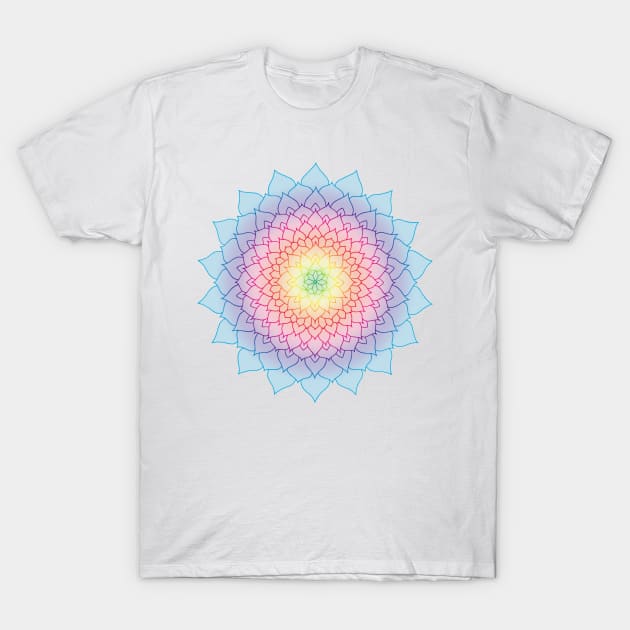 Rainbow Floral Mandala T-Shirt by ElviraDraat